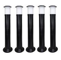 Poste Balizador Luminária Casa Jardim 75cm Preto Kit 5