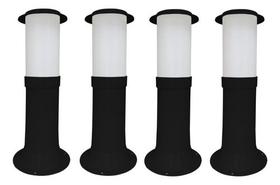 Poste Balizador Luminária Casa Sítio Jardim 35cm Preto Kit 4