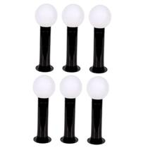Poste Balizador Luminária Globo Jardim 45cm Preto Kit 6