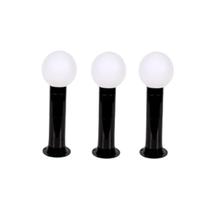 Poste Balizador Luminária Globo Jardim 55cm Preto Kit 3 Poste Balizador Luminária Globo Jardim 55cm Preto Kit 3