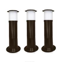 Poste Balizador Luminária Sítio Jardim 35cm Marrom Kit 3