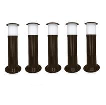 Poste Balizador Luminária Sítio Jardim 35cm Marrom Kit 5