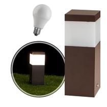 Poste Balizador Marrom 20cm Jardim Alumínio + LED Branco Frio ST2791