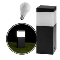 Poste Balizador Preto 20cm Jardim Alumínio + LED Branco Frio ST2791