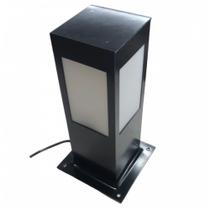 Poste balizador quadrado 30cm 1 lampada e-27 preto ideal