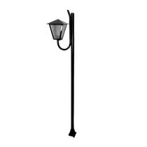 Poste Braço Curvo e Luminária Romana de Jardim Preto 300cm