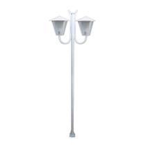 Poste Braço Curvo Luminária Romana Dupla Jardim cor da versão Branco 300Cm