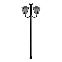 Poste Braço Curvo Luminária Romana Dupla Jardim Preto 200cm Poste Braço Curvo Luminária Romana Dupla Jardim Preto 200cm