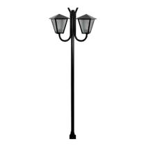 Poste Braço Luminária Romana Dupla Preto 200cm