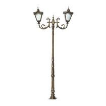 Poste Colonial Bari com 2 Luminárias Alumínio Fundido 2,53m de Altura