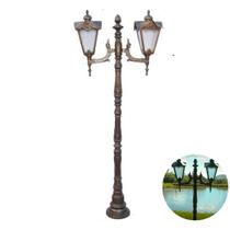 Poste Colonial Genebra Para Jardim De Alumínio 2 Luminária 1,93m