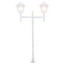 Poste de Jardim Colonial Quadrado Duplo 2,0m P3/2 em Aço Branco
