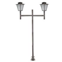 Poste de Jardim Colonial Quadrado Duplo 2,0m P3/2 em Aço Marrom