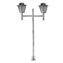 Poste de Jardim Colonial Quadrado Duplo 2,0m P3/2 em Aço Prata Velha Poste de Jardim Colonial Quadrado Duplo 2,0m P3/2 em Aço Prata Velha
