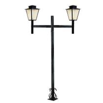 Poste de Jardim Colonial Quadrado Duplo 2,0m P3/2 em Aço Preto