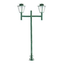 Poste de Jardim Colonial Quadrado Duplo 2,0m P3/2 em Aço Verde