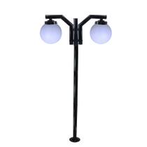 Poste de Jardim com Globo de Polietileno Leitoso Duplo 2,16m P23/2 em Aço Preto