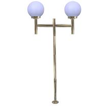 Poste de Jardim com Globo de Polietileno Leitoso Duplo P20/2 em Aço Ouro Velho