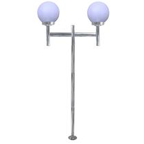 Poste de Jardim com Globo de Polietileno Leitoso Duplo P20/2 em Aço Prata Velha