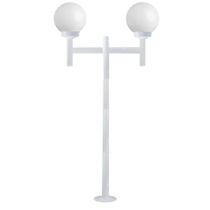 Poste de Jardim com Globo de Vidro Leitoso 15x28 Duplo P20/2 em Aço Branco