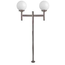 Poste de Jardim com Globo de Vidro Leitoso 15x28 Duplo P20/2 em Aço Marrom