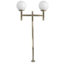Poste de Jardim com Globo de Vidro Leitoso 15x28 Duplo P20/2 em Aço Ouro Velho