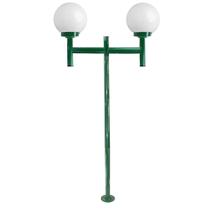 Poste de Jardim com Globo de Vidro Leitoso 15x28 Duplo P20/2 em Aço Verde