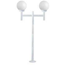 Poste de Jardim com Globo de Vidro Leitoso 15x30 Duplo P20/2 em Aço Branco