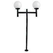 Poste de Jardim com Globo de Vidro Leitoso 15x30 Duplo P20/2 em Aço Preto
