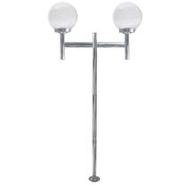 Poste de Jardim com Globo de Vidro Transparente 15x28 Duplo P20/2 em Aço Prata Velha