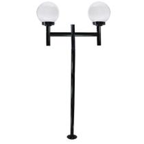 Poste de Jardim com Globo de Vidro Transparente 15x28 Duplo P20/2 em Aço Preto