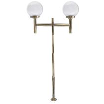 Poste de Jardim com Globo de Vidro Transparente 15x30 Duplo P20/2 em Aço Ouro Velho