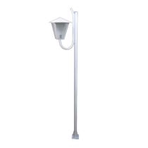 Poste de Jardim L044OM Luminária Romana Braço Curvo Branco 300cm Ouro Minas