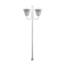Poste de Jardim L046OM Luminária Romana Dupla Braço Curvo Branco Ouro Minas