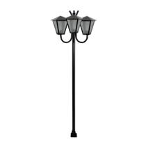 Poste de Jardim L051OM Luminária Romana Tripla 300cm Preto Ouro Minas Poste de Jardim L051OM Luminária Romana Tripla 300cm Preto Ouro Minas