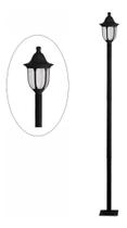 Poste De Jardim Luminária 1,70m Colonial Preto Alumínio 434