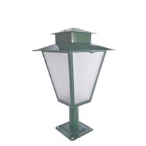 Poste de Jardim P1 Colonial Quadrado 50cm em Aço Verde