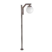 Poste de Jardim P23/1 com Globo de Vidro Leitoso 15x28 2,16m em Aço Fosfatizado Marrom