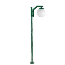 Poste de Jardim P23/1 com Globo de Vidro Leitoso 15x30 2,16m em Aço Fosfatizado Verde