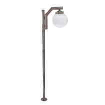 Poste de Jardim P23/1 com Globo de Vidro Transparente 15x28 2,16m em Aço Fosfatizado Marrom