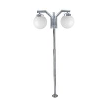 Poste de Jardim P23/2 com Globo de Vidro Leitoso 15x28 2,16m em Aço Fosfatizado Prata Velha Poste de Jardim P23/2 com Globo de Vidro Leitoso 15x28 2,16m em Aço Fosfatizado Prata Velha
