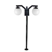 Poste de Jardim P23/2 com Globo de Vidro Leitoso 15x30 2,16m em Aço Fosfatizado Preto