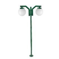 Poste de Jardim P23/2 com Globo de Vidro Leitoso 15x30 2,16m em Aço Fosfatizado Verde