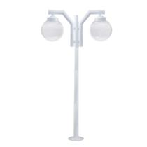 Poste de Jardim P23/2 com Globo de Vidro Transparente 15x28 2,16m em Aço Fosfatizado Branco