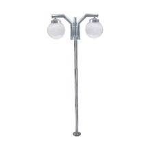 Poste de Jardim P23/2 com Globo de Vidro Transparente 15x28 2,16m em Aço Fosfatizado Prata Velha