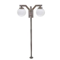 Poste de Jardim P23/2 com Globo de Vidro Transparente 15x30 2,16m em Aço Fosfatizado Marrom