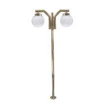 Poste de Jardim P23/2 com Globo de Vidro Transparente 15x30 2,16m em Aço Fosfatizado Ouro Velho