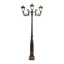 Poste de Jardim Paris 03 Luminárias Genebra Alumínio 314cm