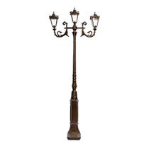 Poste de Jardim Paris 03 Luminárias Genebra Alumínio 314cm