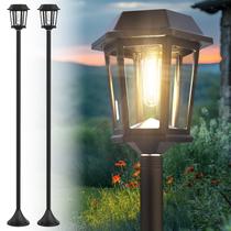 Poste de lâmpada solar DOESLAG de 61 polegadas para exterior, pacote com 2